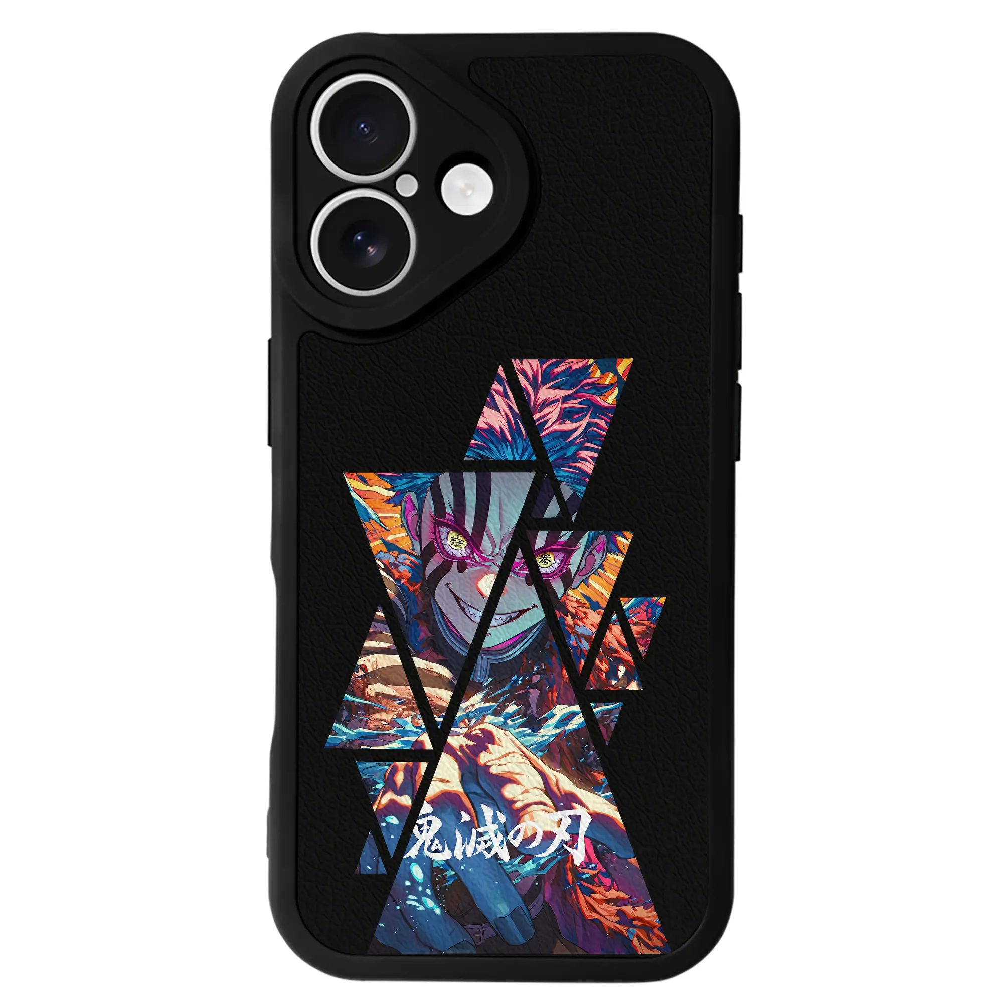 鬼滅の刃 グッズ,猗窩座 - IPhone 16シリーズ対応 ・ シリコンスマホケース ・ レザー調 ・ 高精度フィット ・ 耐衝撃 ・ ワイヤレス充電対応 ・ 精密カット